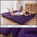 MAXYOYO Japanese Floor Futon Mattress, Roll Up Floor Mattress for Adults Foldable Tatami Mat Sleeping Pad Dormitory Bed Lounger, Purple, Queen Size