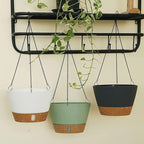 ZMTECH 2 Pack 8 Inch Hanging Planters for Indoor Plants, Modern Gray Hanging Planter with Visible Water Level Window & Removable Tray, Decorative Plant Hanger Indoor for Home Decor