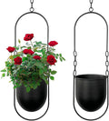 Metal Hanging Planters, 2pcs Black Hanging Planters for Indoor & Outdoor Plants, No Plant incld