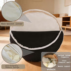Oslimea Round Ottoman Foot Rest 20 x 15 Foot Stool Ottoman Pouf with Foam Chunk Filling for Living Room, Floor Poufs Foot Rest for Bedroom, Beige Corduroy