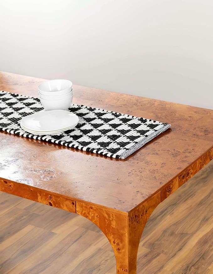 Unique Loom Chindi Jute Collection Area Rug (1' 2" x 8' Table Runner, White Black)