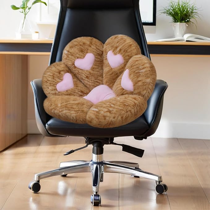 MOONBEEKI Cat Paw Cushion, Comfy Chair Kawaii Plush Seat Cushions Shape Lazy Pillow for Gamer 28"x 24" Cozy Floor Cute Girl Worker Gift, Dining Room Bedroom Decorate (Creamy Yellow)