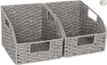 StorageWorks Wicker Baskets for Organizing, Pantry Organizers and Storage, Round Paper Rope Storage Basket for Pantry Shelves, Gray, 2 Pack