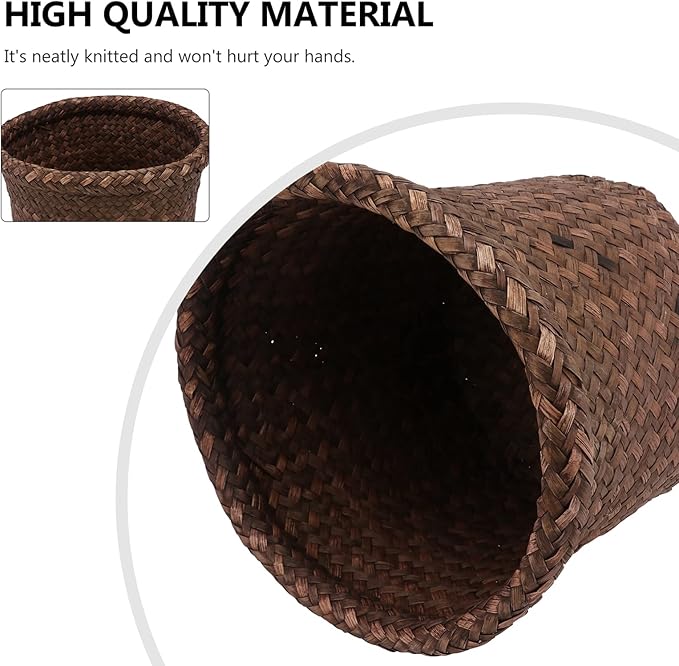 6 inch Seagrass Planter Basket, rattan plant basket Woven Flower Plant Pot Plant Container Flower Pot Cover, Stylish Planter Baskets for Indoor Plants- wicker storage bins S woven plant basket