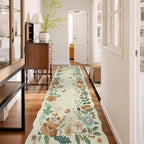 Lahome Floral Hallway Runner Rug Non Slip, 2'6''x10' Washable Runner Soft Ultra-Thin Soft Hallway Rug, Distressed Long Carpet for Entryway Bathroom Flore, Beige