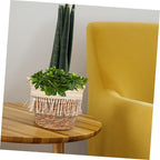 DECHOUS Woven Plant Pot Basket with Tassel Boho Style Planter for Indoor Outdoor Use Compact Decorative Flower Holder and Storage Basket Farmhouse Floral Decor Gift