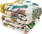 Boho Throw Blanket for Bed - 100% Cotton Ultra Soft Luxury Throw Rustic Fall Quilt,Bird Printed Farmhouse Decor Bed Blankets,Throw for Living Room Sofa Couch Chair(Flower-Bird, 87" x 102")