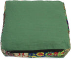 Mam Treasures Indian Bohemian Decorative Pillow Vintage Cushion Cover Patchwork Square Floor Pillow Cover Meditation Cushion Large Floor Pillow Indian Cushion (Dark Green, 22 X 22 X 5 Inch)