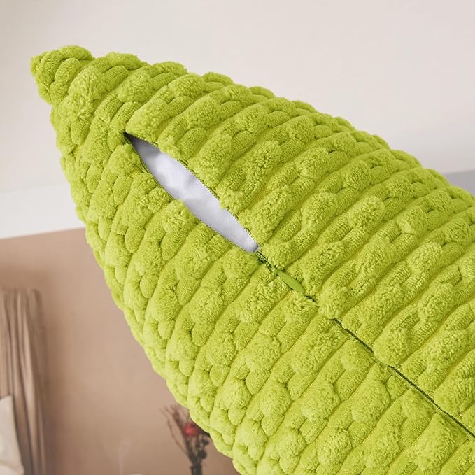 Kevin Textile 12x20 Inch Pillow Cover 1 Pack Boho Christmas Decorative Soft Striped Corduroy Lumbar Farmhouse Accent Rectangle Cushion Case for Living Room Couch Sofa Bed, Spring Green