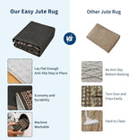 GarveeHome Solid Rugs Washable 8x10 Area Rug for Living Room Durable Easy Jute Rug with Non-Slip Backing, Non-Shedding Indoor Outdoor Carpet for Farmhouse Bedroom, Dining Room, Patio, Black Brown