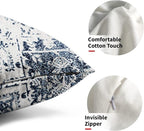 Navy Blue Grey Ethnic Boho Lumbar Pillow Covers 12x20 Inch Bohemian Carpet Pattern Vintage Gray Pillow Cases for Couch Farmhouse Rectangle Rustic Rug Pillow Cases for Bed Patio Outdoor Indoor Set 2