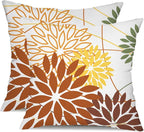 DFXSZ Brown and Yellow Floral Pillow Covers 16x16 Set of 2 Outdoor Waterproof Decorative Throw Pillows Summer Pillow Covers Polyester Cushion Case Decor for Couch Patio Funiture Garden Porch 011E16