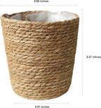 2PCS Plant Basket Indoor with Plastic Liner Water Hyacinth Woven Planters Flower Baskets Holder Liners Home Decor