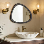 WallBeyond Asymmetrical Mirror, Irregular Wall Mirror, Wall Mirrors Decorative for Bedroom Living Room Entryway Hall, Wood Mirror for mid Century Modern Decor 23" H x 19" W, Black