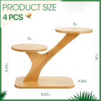4 Pcs Bamboo Plant Stand for Indoor 3 Tiers Succulent Windowsill Shelf Small Tabletop Plant Flower Holders for Home Garden Patio Lover Gift Office Living Room Bedroom Decoration