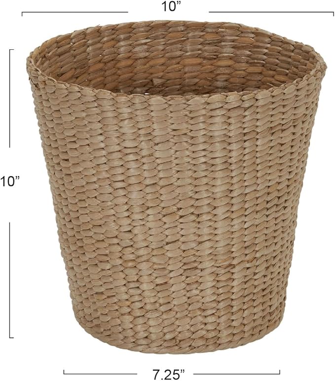 Household Essentials Handwoven Cattail Wicker Waste Basket, Natural