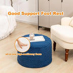 Asuprui Pouf Ottoman Foot Rest – Plush Round All-in-one Foam Stool for Cozy Lounging, Floor Pouf & Chic Decor (Navy Blue)