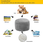 Asuprui Pouf Ottoman Unstuffed Pouf Ottoman Foot Rest No Filler Foot Stool Floor Pouf 20x20x12 Inches Fuzzy Chair Floor Chair Foot Rest with Storage for Living Room Bedroom Light Gray Pouf Cover