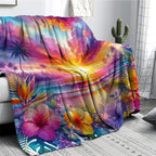 Beach Sunset Landscape Palm Tree Blanket Gifts for Women Girls Adults Kids Soft Warm Lightweight Cozy Tropical Sunset Beach Ocean Throw Blankets for Bed Sofa Couch Living Room Decor 30"X40"