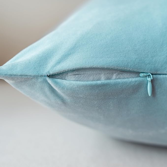 NiNi ALL Decorative Throw Pillow Covers Pack of 2, Velvet Throw Pillow Cases for Couch Pillows Cover Bedroom Living Room Outdoor Pillow Covers 20x20 Inch Baby Blue