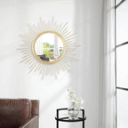 Gold Mirrors for Wall Metal Sunburst Wall Mirrors Home Décor Decorative Hanging Wall Art for Living Room Bedroom Entryway Large 24" x 24"