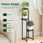 Plant Stand Indoor Outdoor 3 Tier Metal Plant Shelf for Multiple Plants Corner Flower Holders for Living Room Balcony Bedroom Patio Garden, Black (Black, 3-Tier)