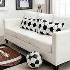 2 Pcs Soccer Ball Velvet Pillow Covers 12 x 20 Inch 3D Tufted Black Soccer Embroidery Sports Theme Decorative Throw Cushion Case for Bedroom Sofa Living Room Couch Chair Home Decor