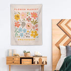 Chordity Danish Pastel Botanical Flower Market Aesthetic Floral Plants Tapestries Wall Hanging Tapestry Decorative Flag For Home Decor Living Room College Dorm Bedroom Banner Poster 30*40 Inch