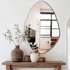 Delma Irregular Wall Mirror, 36"x24" Asymmetrical Wavy Cloud Design, Frameless Decorative Mirror for Bathroom, Bedroom, Living Room & Entryway, Modern Boho Wall-Mounted