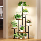 Corner Plant Stand with Grow Lights, 7 Tiered Plant Shelf Indoor, 43" Corner Plant Stands for Indoor Plants, Metal Plant Flower Display Shelves, Plant Organizer Rack for Living Room, Balcony, Home Decor（Round)