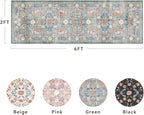AMOAMI Vintage Floral Runners for Hallways Indoor, 2x6 Kitchen Runner Rug Non Slip Machine Washable Entryway Rug Runner Ultra Soft Boho Carpet Runner for Hallway Kitchen Bedside Entryway, Green