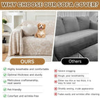 ROOMLIFE Beige Couch Covers for Sofa, Sofa Covers Washable Non Slip Furniture Protector Couch Sofa Covers for 3 Cushion Couch, Breathable Sofa Slipcovers Couch Cover Blanket with Tassels 71" X 150"