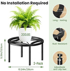 TOSKING 2-Pack Plant Stands - Heavy Duty Low Plant Stand, No Assembly Required Risers for Potted Plants Indoor and Outdoor, Ready to Use(10.24" Diameter)