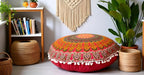 Large Round seat Floor Cushion Chair Ottoman Cover Pouf Pillow Meditation Floor Cushions for Adults Seating pouffe Ottoman Throw Covers Craft Room Furniture Sitting Cover 22 Inches Red Yellow