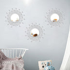 3 Pack Metal Mirrors for Wall Sunburst Wall Mirrors Home Décor Decorative Hanging Wall Art for Living Room Bedroom Entryway (Silver Crystal, Sunburst)