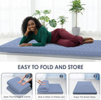 Japanese Floor Mattress, 100% High Density Comfortable Foam, 4" Thicken Foldable Mattress Tatami Mat Sleeping Pad, Ideal for Comfort and Support, Kids Floor Lounger Pillow Bed Sofa, Blue, Twin