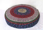 ICC Large Hippie Mandala Round Floor Pillow Cover Ottoman Pouf Cover Daybed Oversized Cotton Cushion Cover with Heavy Duty Zipper Seating Ottoman Poufs Dog-Pets Bed (Purple 6 kaam Flower, 35" Round)