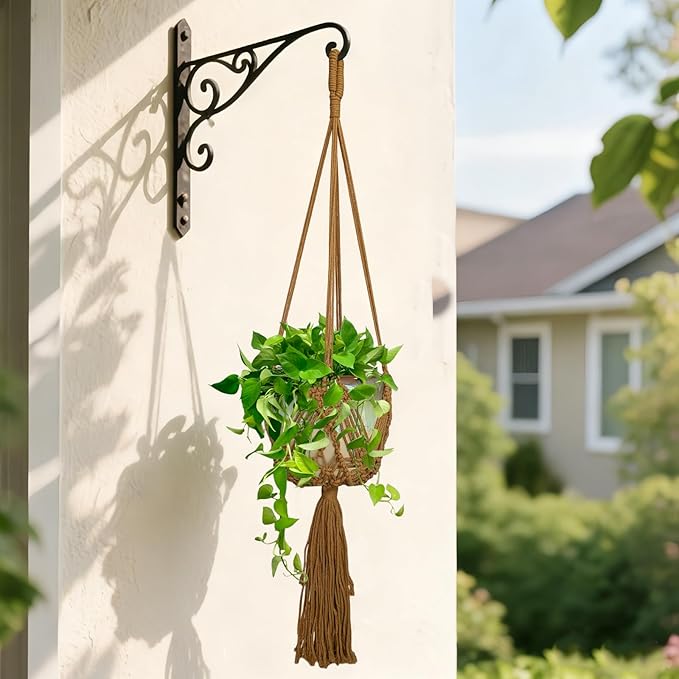 Hanging Planter with Patterns,2Pcs Macrame Plant Holder Rope with S Shaped Hooks,Indoor Macrame for up to 8 inch Pot Crochet,Boho Plant Hanger Holder for Indoor Outdoor