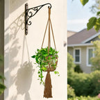 Hanging Planter with Patterns,2Pcs Macrame Plant Holder Rope with S Shaped Hooks,Indoor Macrame for up to 8 inch Pot Crochet,Boho Plant Hanger Holder for Indoor Outdoor