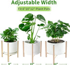 Aripark Plant Stand Indoor Adjustable, Metal Modern Plant Stands, Small Heavy Duty Stable Plant Pot Flower Holder Outdoor Corner, Fit 8 9 10 11 12 inch Pots, Light Khaki (Pot & Plant Not Included)