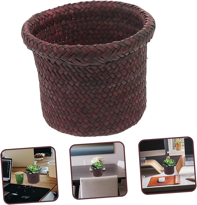 1Pc Seaweed Woven Plant Holder Natural Seagrass Pot Container for Indoor Plants Handcrafted Design Versatile Basket for Home Decor