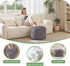 Round Stuffed Pouf, Corduroy Poufs with Foam Chunk Filling,26 X 18 Inches Floor Poufs Foot Rest for Living Room