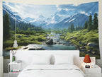 EMMTEEY Landscape Tapestry Hanging Wall Decor Small 60X40 Inch-Forest Mountains Water Scenery Durable Wall Tapestry for Living Room