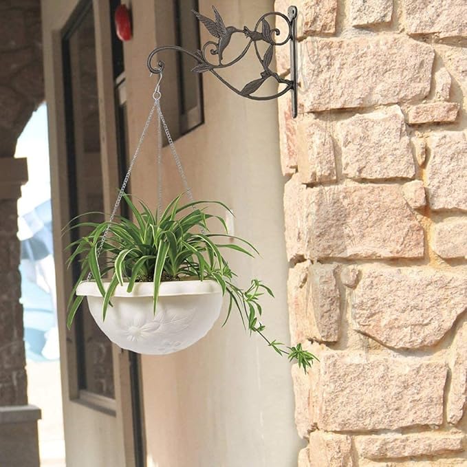 Mkono 2 Pack Hanging Plant Bracket Hook Iron Decorative Plant Hanger for Flower Basket Bird Feeder Wind Chime Lanterns