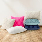 decorUhome Spring Euro Sham Throw Pillow Covers 24x24 Inch Set of 2, Soft Plush Faux Fur Wool Hot Pink Accent Couch Pillow Covers for Modern Farmhouse Bed Sofa Living Room