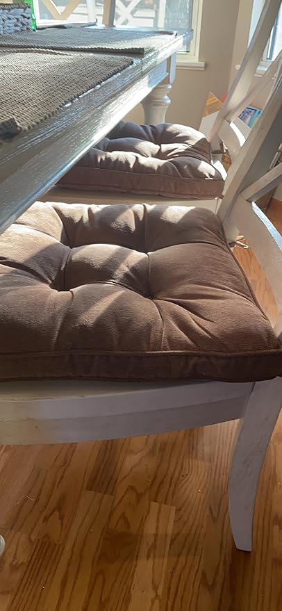 Tiita Chair Cushions for Dining Chairs Set of 4, 18x18 Inch Seat Cushions with Ties, Square Floor Pillows Pad for Indoor/Outdoor, Grey