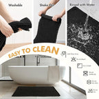 MIULEE Set of 2 Waffle Bathroom Rugs, Boho Bath Rugs Non Slip Washable, Super Absorbent Bath Mats, Ultra Soft Rubber Backed Shower Mats for Bathroom Floor, Tub and Shower, Black, 18x30 Inch
