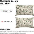 Sage Green Grey Floral Pillow Covers 12x20 Set of 2 Vintage Rustic Old Style Cute Small Flower Print Rectangle Decorative Outdoor Pillowcases Farmhouse Throw Cushion Case Decor for Couch Sofa Bed