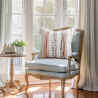decorUhome Boho Decorative Throw Pillow Covers 18x18 Set of 2, Striped Chenille Tufted Pillow Covers with Tassels for Couch Bed Sofa, Cream White and Orange