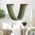 EOBTAIN Large Macrame Wall Hanging Art Decor,Boho Gradient Green to White Cotton Woven Tassel Tapestry for Bedroom Living Room Decor,Handmade Ombre Wall Art Home Decoration,Fashional Gift